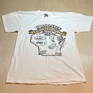 Vintage Tultex White American Dairyland Wisconsin State ‘93 T-Shirt Adult Size M